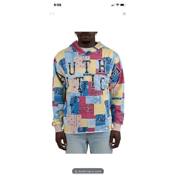 Authentics Bandana Patchwork Pullover Hoodie Sweatshirt Large Multicolor Paisley - Picture 13 of 13